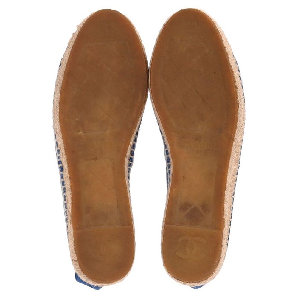 Chanel CC Espadrille Flats in Blue Lambskin Leather - Picture 11 of 12